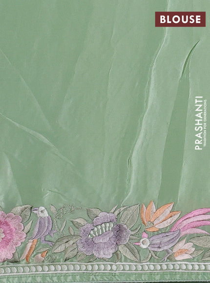 Pista Green Pure Organza Silk - Embroidery