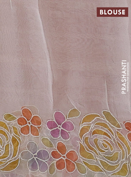 Rust & Beige Pure Organza Silk - Embroidery