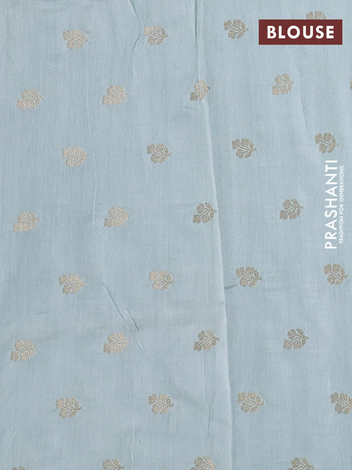 Pastel Blue Pure Organza Silk - Embroidery