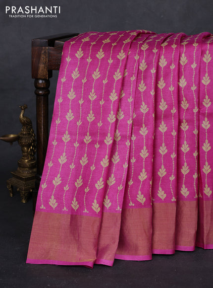 Pink Pure Tussar Saree - Prints