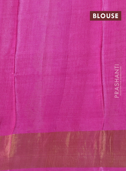 Pink Pure Tussar Saree - Prints