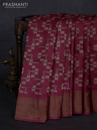 Red Pure Tussar Saree - Prints