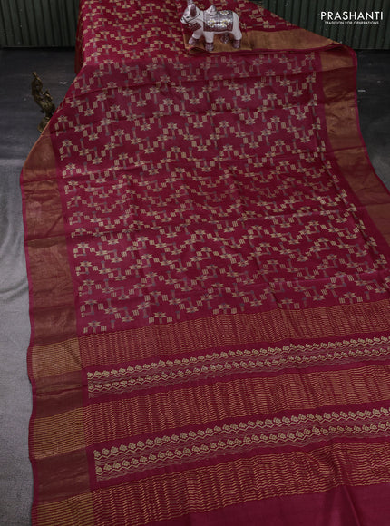 Red Pure Tussar Saree - Prints