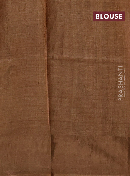 Pastel Green & Mustard Pure Tussar Saree - Ajrakh Prints