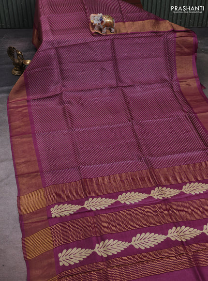 Wine Pure Tussar Saree - Polka Dots Prints