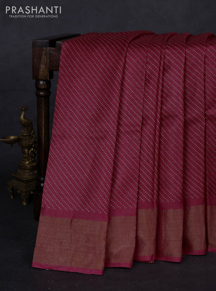 Red Pure Tussar Saree - Polka Dots Prints