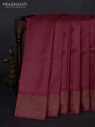 Red Pure Tussar Saree - Polka Dots Prints