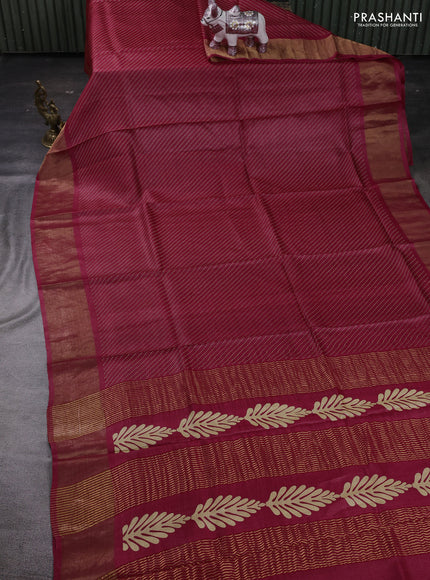 Red Pure Tussar Saree - Polka Dots Prints