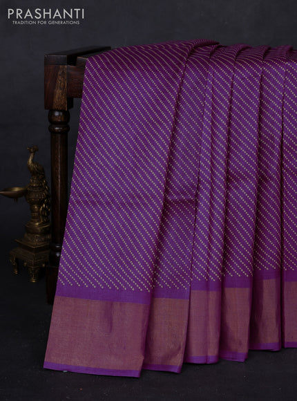 Purple Pure Tussar Saree - Polka Dots Prints