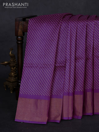 Purple Pure Tussar Saree - Polka Dots Prints