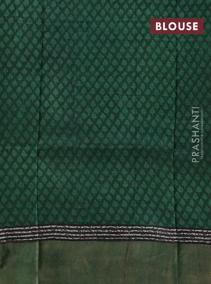 Brown & Green Pure Tussar Saree - Prints
