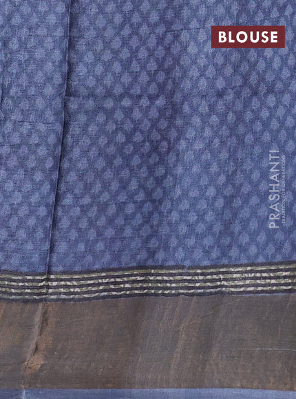 Purple & Grey Pure Tussar Saree - Prints