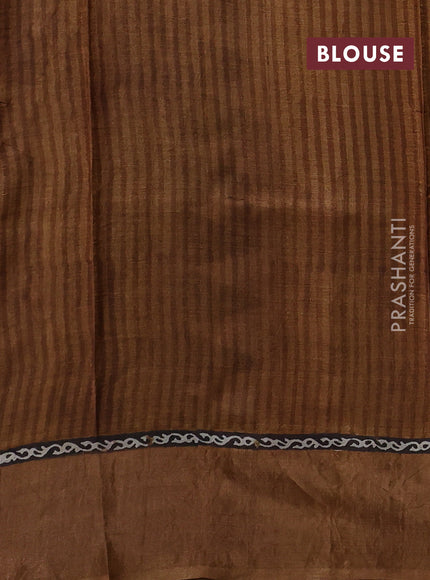 Mustard Yellow & Beige Pure Tussar Saree - Geometric Prints Prints