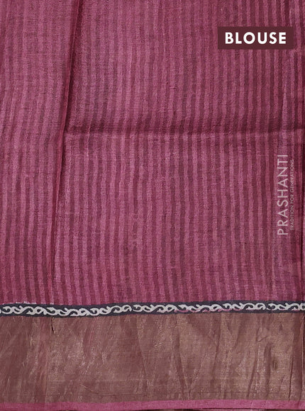 Maroon & Beige Pure Tussar Saree - Geometric Prints Prints