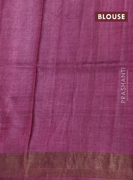 Wine Pure Tussar Saree - Zigzag Prints