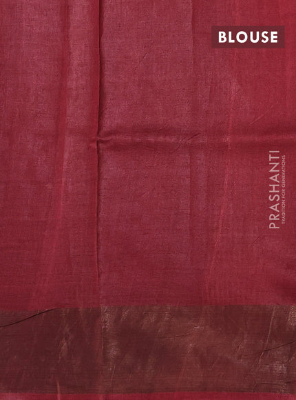 Mustard & Maroon Pure Tussar Saree - Kalamkari Prints