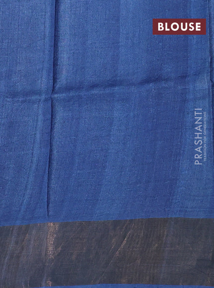 Pastel Green & Blue Pure Tussar Saree - Kalamkari Prints