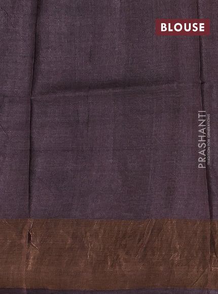 Mustard Yellow & Brown Pure Tussar Saree - Ajrakh Prints