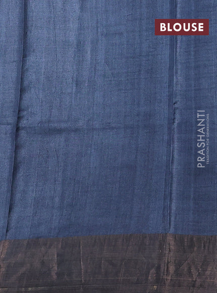 Grey Pure Tussar Saree - Ajrakh Prints