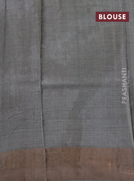 Grey Pure Tussar Saree - Ajrakh Prints
