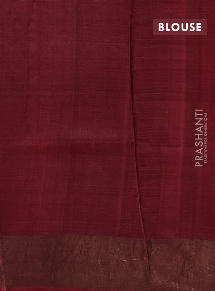 Mustard Yellow & Maroon Pure Tussar Saree - Pichwai Prints
