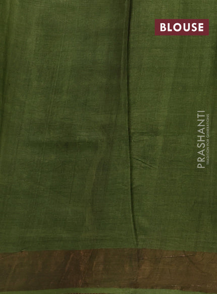 Green & Red Pure Tussar Saree - Prints