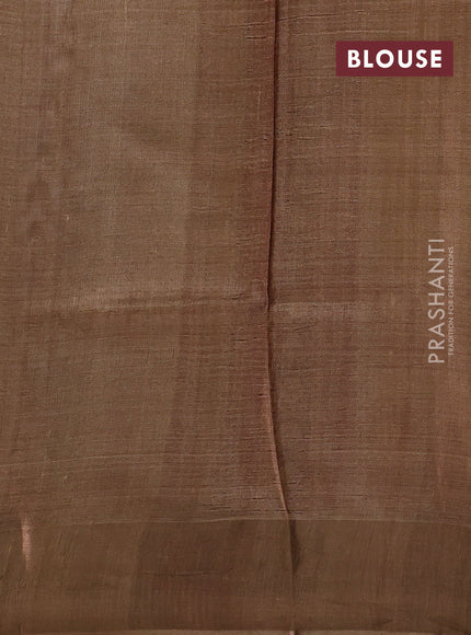 Brown & Red Pure Tussar Saree - Prints