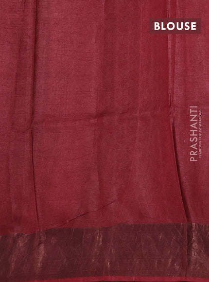Grey & Red Pure Tussar Saree - Kalamkari Prints