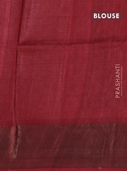 Mustard Yellow & Red Pure Tussar Saree - Kalamkari Prints