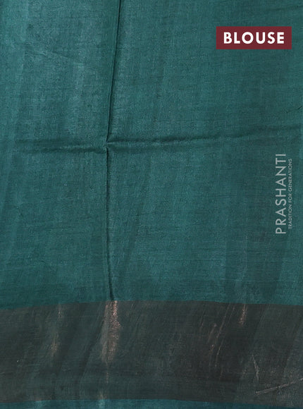 Elaichi Green & Green Pure Tussar Saree - Kalamkari Prints