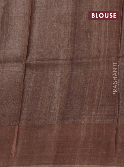 Black & Brown Pure Tussar Saree - Prints