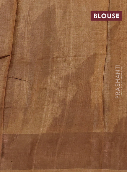 Green & Mustard Yellow Pure Tussar Saree - Prints