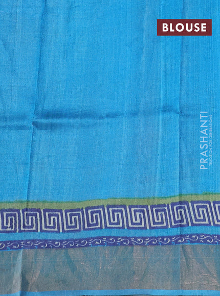 Blue & Cs Blue Pure Tussar Saree - Geometric Prints