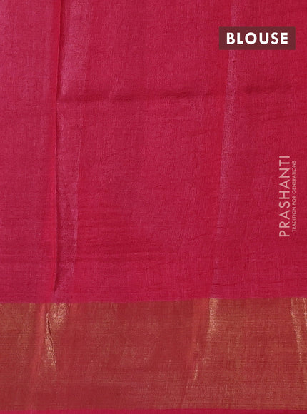 Pink Pure Tussar Saree - Geometric Prints