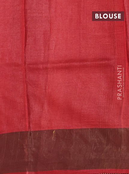 Yellow & Red Pure Tussar Saree - Geometric Prints