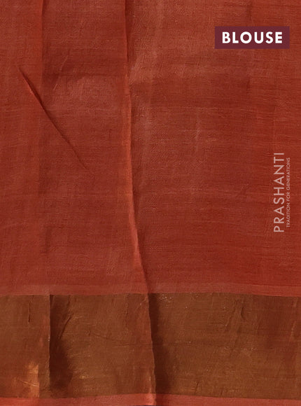 Coffee Brown & Orange Pure Tussar Saree - Prints