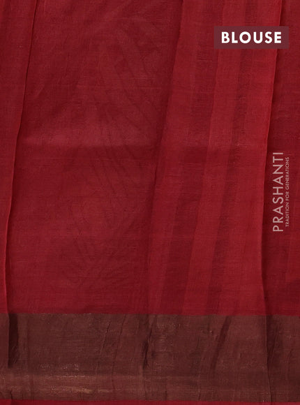 Black & Red Pure Tussar Saree - Prints
