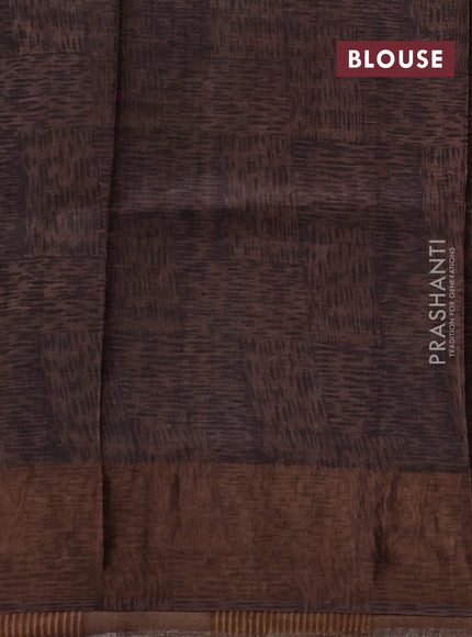 Beige & Brown Pure Tussar Saree - Kalamkari Prints
