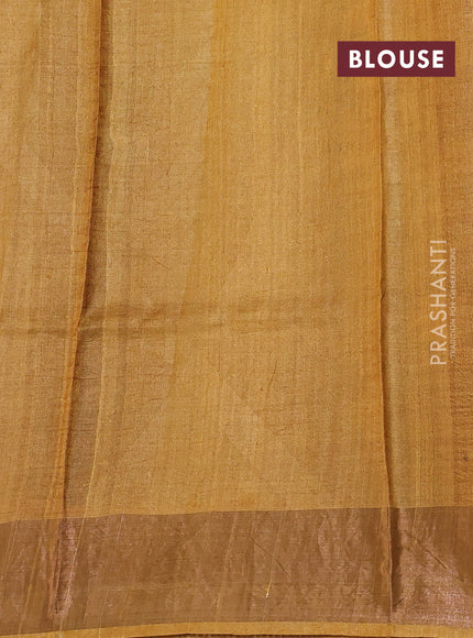 Black & Mustard Pure Tussar Saree - Kalamkari Prints