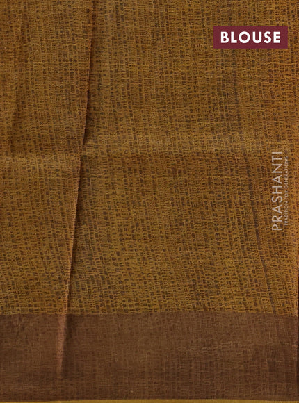Beige & Mustard Pure Tussar Saree - Kalamkari Prints