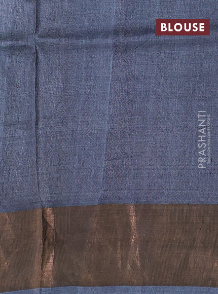 Grey & Red Pure Tussar Saree - Prints