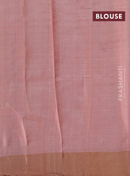 Peach Pure Tussar Saree - Prints