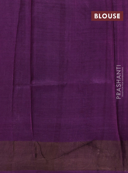 Beige & Purple Pure Tussar Saree - Kalamkari Prints