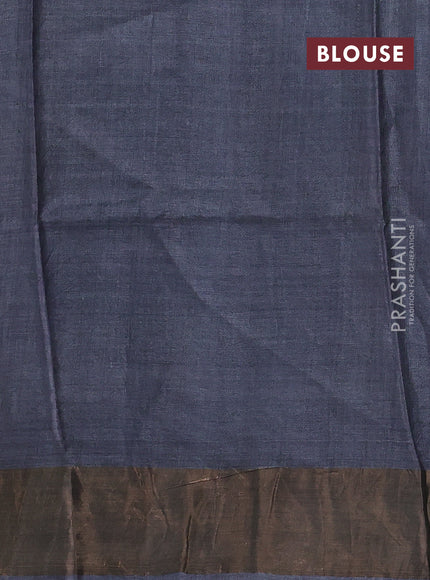 Beige & Grey Pure Tussar Saree - Kalamkari Prints