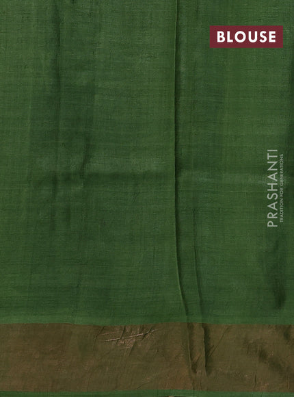 Cream  & Green Pure Tussar Saree - Kalamkari Prints