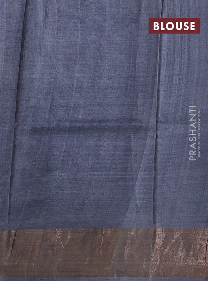 Cream  & Grey Pure Tussar Saree - Kalamkari Prints