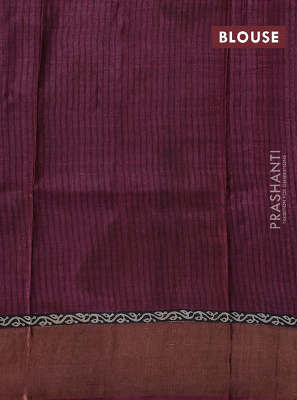 Brown & Pink Pure Tussar Saree - Zigzag Prints