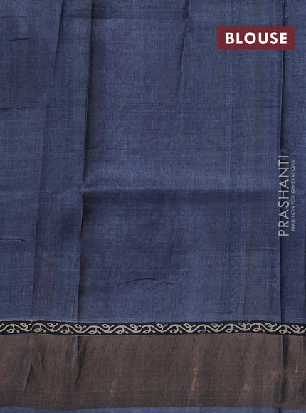 Pink & Grey Pure Tussar Saree - Zigzag Prints