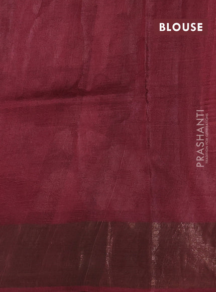 Maroon Pure Tussar Saree - Kalamkari Prints