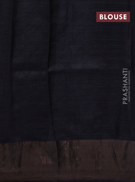 Black Pure Tussar Saree - Kalamkari Prints